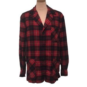 Pendleton Shacket Shirt Jacket Size Medium Red Black Plaid Wool